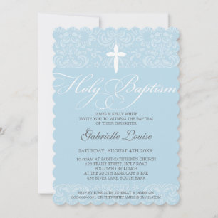 ELEGANT HOLY BAPTISM stijlvol damesscript blauw Kaart