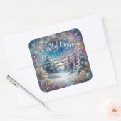 Elegant Holy Night John 1:14 Christelijk Kerstmis Vierkante Sticker (Envelop)