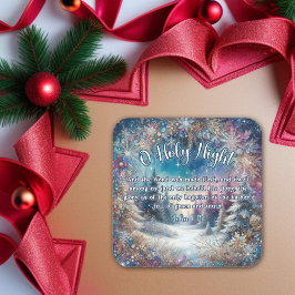 Elegant Holy Night John 1:14 Christelijk Kerstmis Vierkante Sticker