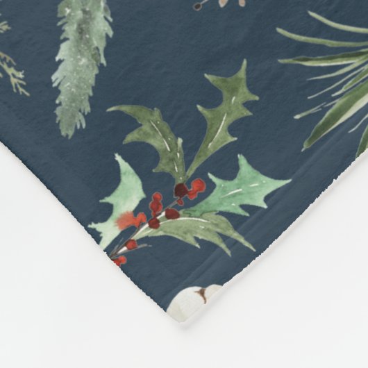 Elegant home decor navy blue botanisch modern fleece deken (Hoek)