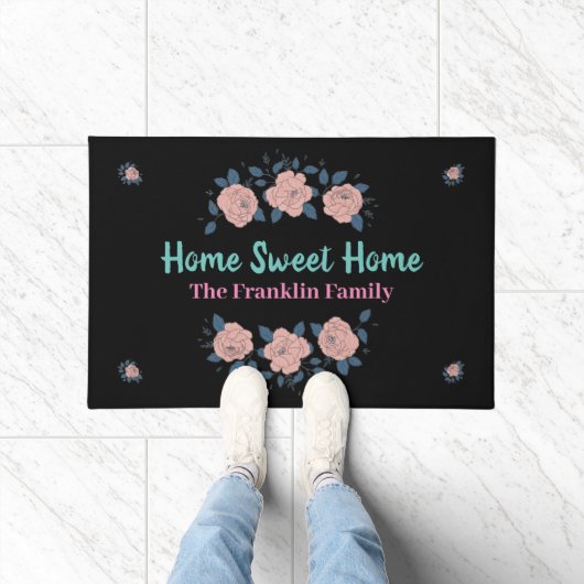 Elegant Home Flowers Family Floral personaliseren Deurmat (Binnen)