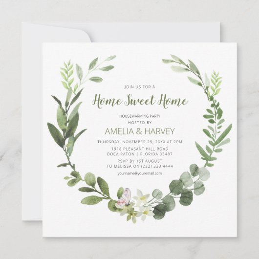 Elegant Home Sweet Home Housewarming Party Kaart (Voorkant)