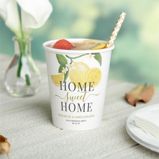 Elegant Home Sweet Home Lemon Thema Party Papieren Bekers (Insitu)