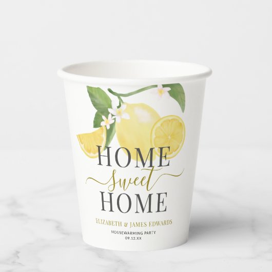 Elegant Home Sweet Home Lemon Thema Party Papieren Bekers (Voorkant)