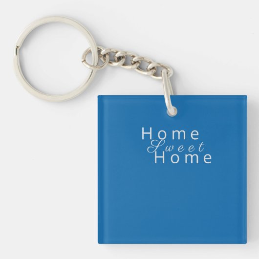Elegant "Home Sweet Home" Sky Blue Sleutelhanger (Voorkant)