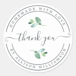 Elegant Homemade with Love Black White Hartelijk d Ronde Sticker