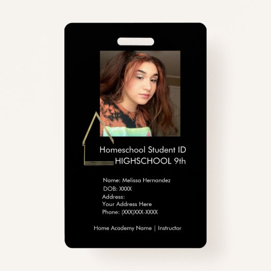 Elegant Homeschoice School ID Black Badge (Voorkant)