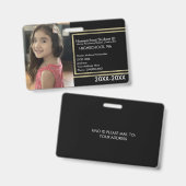Elegant Homeschoice School ID Black Gold Badge (Voor- en achterkant)
