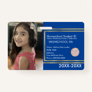 Elegant Homeschoice School ID Blue Gold Logo Badge