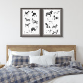 Elegant Hondenrassen Sepia Diptych Canvas Afdruk (Insitu (Slaapkamer))