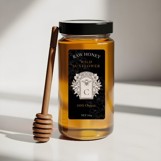 Elegant Honey Queen Bee Honey Jar Label