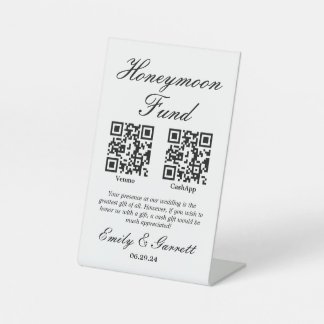 Elegant Honeymoon Fund QR Code Pedestal Sign Reclamebord Met Voetstuk