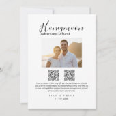 Elegant Honeymoon Fund QR Code Wedding Sign photo Kaart (Voorkant)