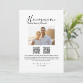 Elegant Honeymoon Fund QR Code Wedding Sign photo Kaart (Staand voorkant)