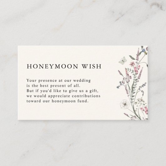 Elegant Honeymoon Wish Informatiekaartje (Voorkant)