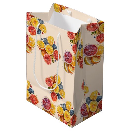 Elegant hoofd knijpen citrus Bruiloft vrijgezellen Medium Cadeauzakje (Voorkant Gekanteld)