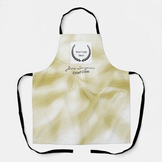 Elegant Hoofdkok Logo Goud Textuur Schort (Voorkant)