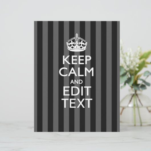 Elegant HOP CALM AND Jouw tekst on Black Stripes (Staand voorkant)