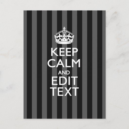 Elegant HOP CALM AND Jouw tekst on Black Stripes Briefkaart (Voorkant)