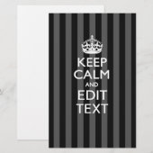 Elegant HOP CALM AND Jouw tekst on Black Stripes Briefpapier (Voorkant / Achterkant)