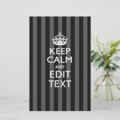 Elegant HOP CALM AND Jouw tekst on Black Stripes Briefpapier (Staand voorkant)
