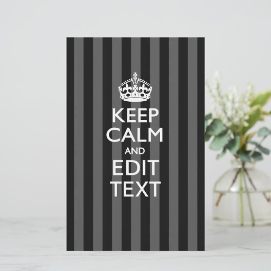 Elegant HOP CALM AND Jouw tekst on Black Stripes Briefpapier (Staand voorkant)