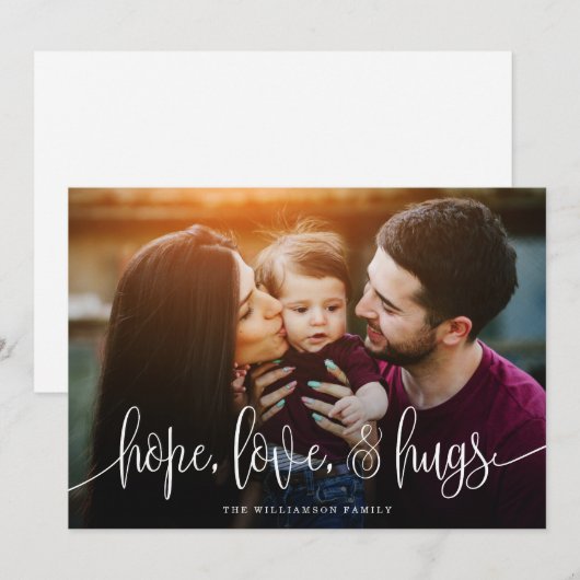 Elegant Hope Love Hugs Berries Back Photo White Feestdagenkaart (Voorkant / Achterkant)