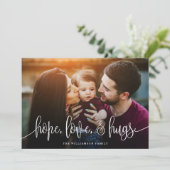 Elegant Hope Love Hugs Berries Back Photo White Feestdagenkaart (Staand voorkant)