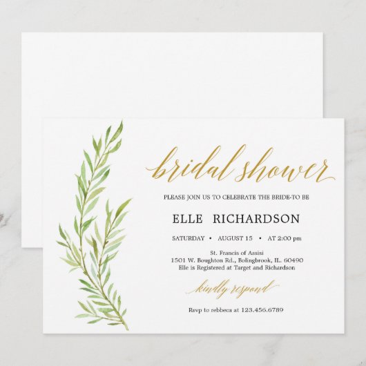 Elegant horizontaal vrijgezellenfeest met groen go kaart (Voorkant / Achterkant)