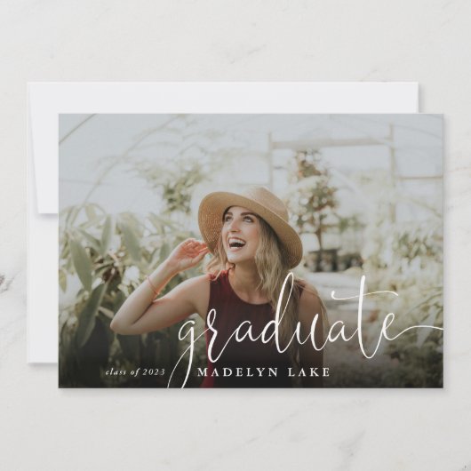 Elegant Horizontal Vier Foto 2023 Afstuderen Invi Kaart (Voorkant)