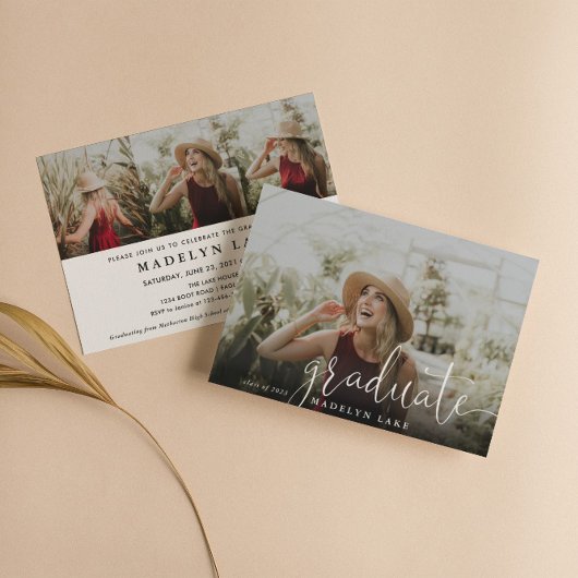 Elegant Horizontal Vier Foto 2023 Afstuderen Invi Kaart