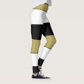 Elegant Horizontale Stripes Black Gold White Leggings (Rechts)