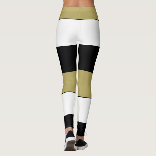 Elegant Horizontale Stripes Black Gold White Leggings (Achterkant)