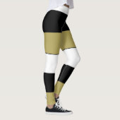 Elegant Horizontale Stripes Black Gold White Leggings (Rechts)