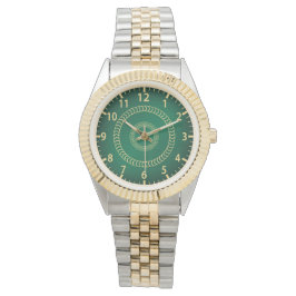 Elegant horloge met twee tonen groene wijzerplaat 