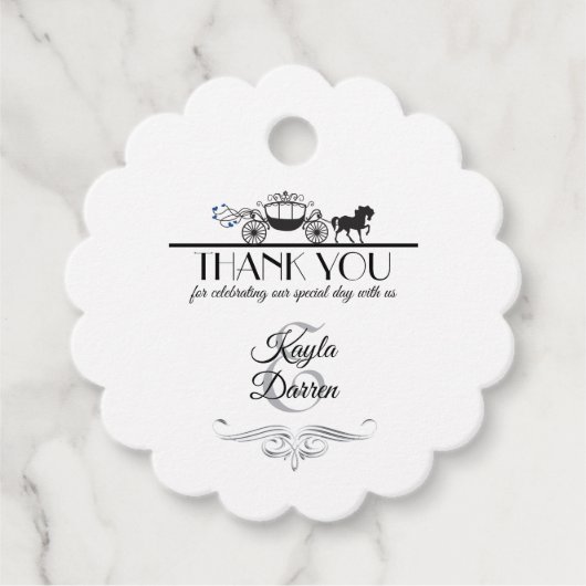 Elegant Horse and Buggy Wedding Bedankjes Labels (Voorkant)