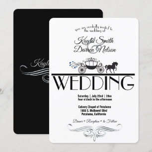 Elegant Horse and Buggy Wedding Kaart