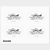 Elegant Horse and Buggy Wedding Ovale Sticker (Vel)