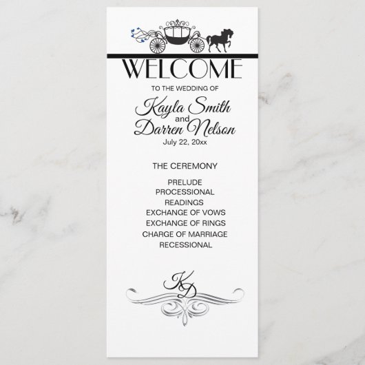 Elegant Horse and Buggy Wedding Party Programmakaart (Voorkant)