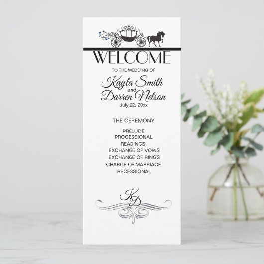 Elegant Horse and Buggy Wedding Party Programmakaart (Staand voorkant)