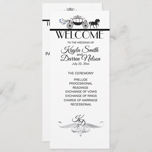 Elegant Horse and Buggy Wedding Party Programmakaart (Voorkant / Achterkant)