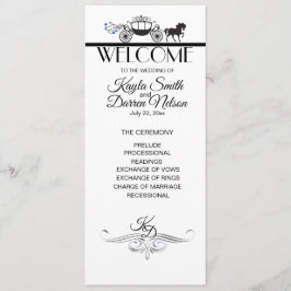 Elegant Horse and Buggy Wedding Party Programmakaart