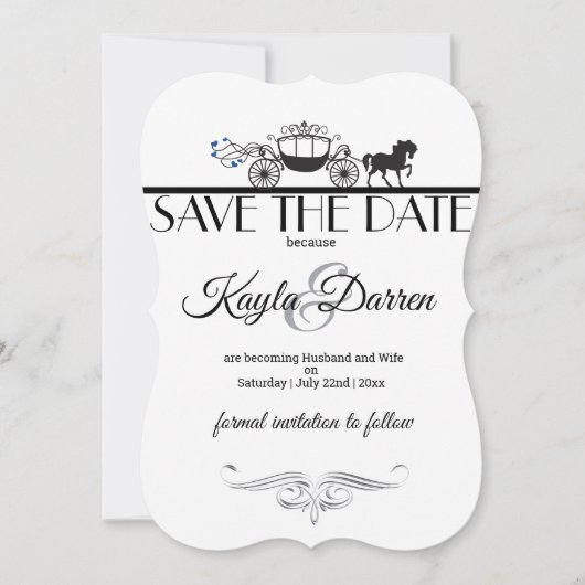 Elegant Horse and Buggy Wedding Save The Date (Voorkant)