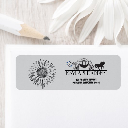 Elegant Horse & Buggy Return Address Etiket (Insitu)