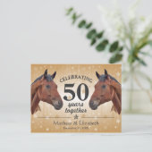 Elegant Horse Custom Gold 50e bruiloft Jubileum Briefkaart (Staand voorkant)