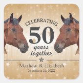 Elegant Horse Custom Gold 50e bruiloft Jubileum Vierkante Sticker (Voorkant)