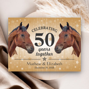 Elegant Horse Custom Gold 50th Wedding Jubileum Briefkaart