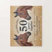 Elegant Horse Custom Gold 50th Wedding Jubileum Legpuzzel (Verticaal)