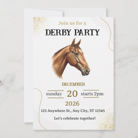 Elegant Horse Derby Party Invitation (Voorkant)