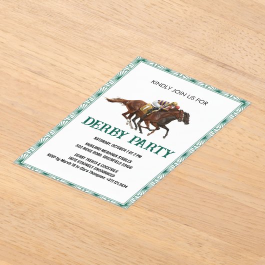 Elegant Horse Derby Party Invitation Acryl Uitnodigingen (Laagn)
